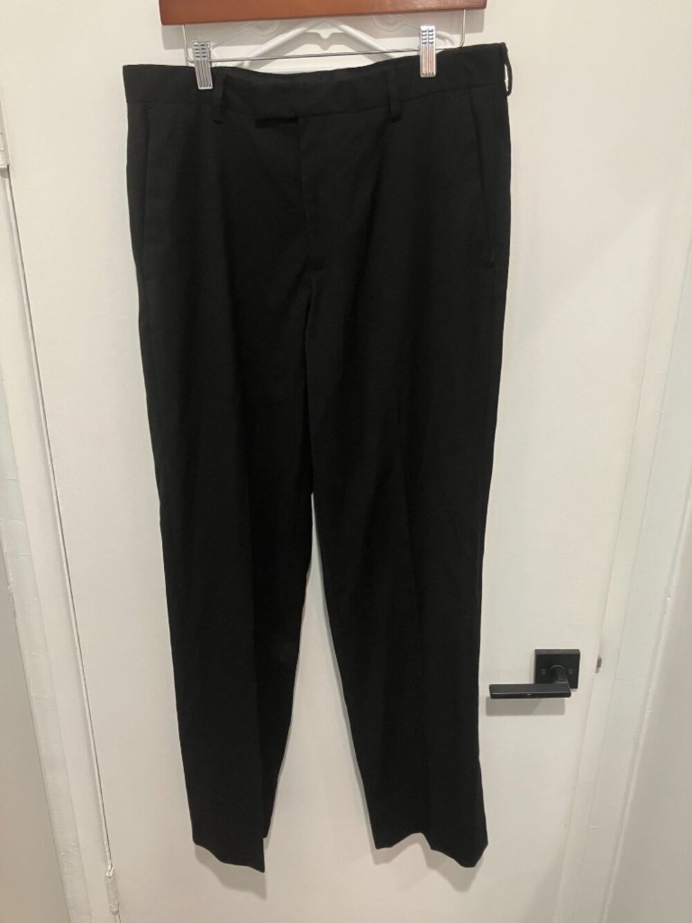 Kenneth Cole Reaction Men's Flat Front Slacks, Black, Size 34x34
